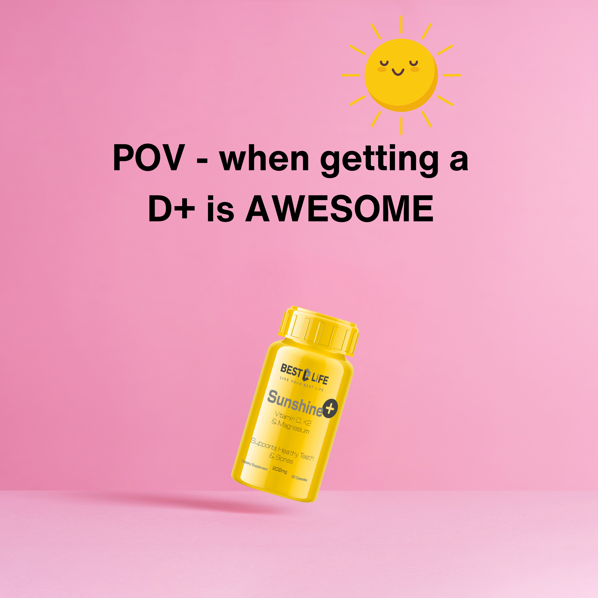 Sunshine Plus – Vitamin D3 25µg (1000iu) K2, and Magnesium